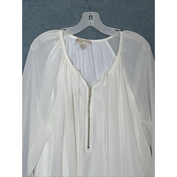 Michael Kors Blouse Womens XL White Long Sleeve Old Money Career Minimalist - Picture 2 of 10